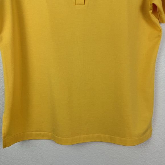 Vintage David Smith Sunshine Yellow Sun Ray Stitching Polo Top Medium - Picture 6 of 16